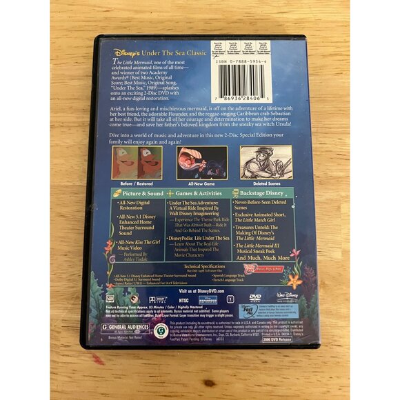 Walt Disney The Little Mermaid 2-Disc Special Edition DVD Platinum Edition - Picture 5 of 5